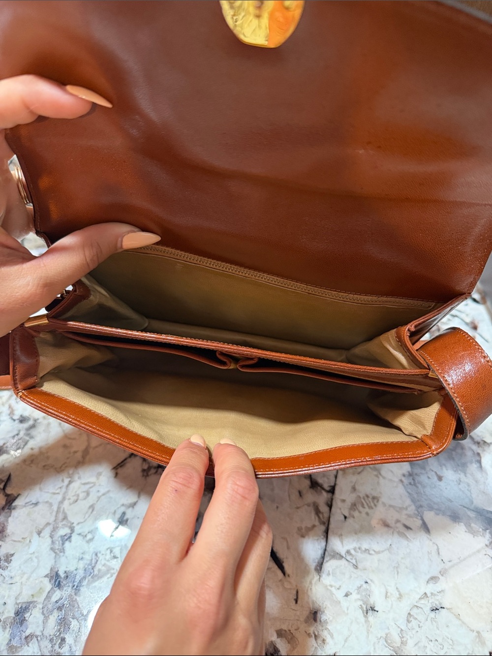 Celine vintage 1980s Classic Leather Saddle Crossbody Bag in Brown - Picture 8 of 10
